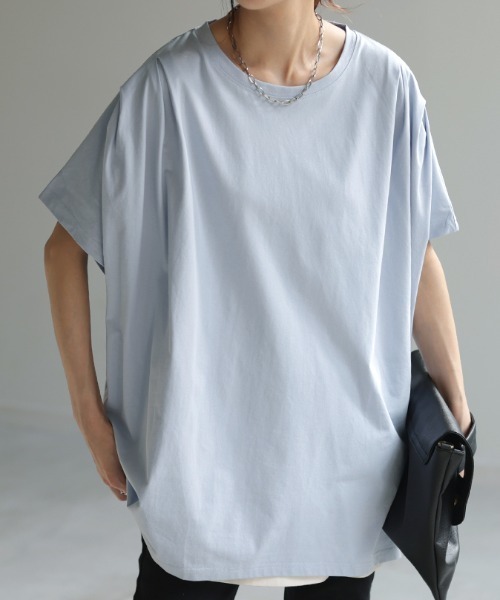 HUG.U（ハグユー）の「ひんやり。接触冷感 Tシャツ（Tシャツ/カットソー・レディース・アイボリー/オレンジ/ブラック/ホワイト/ライトブルー・FREE）」の16枚目の写真