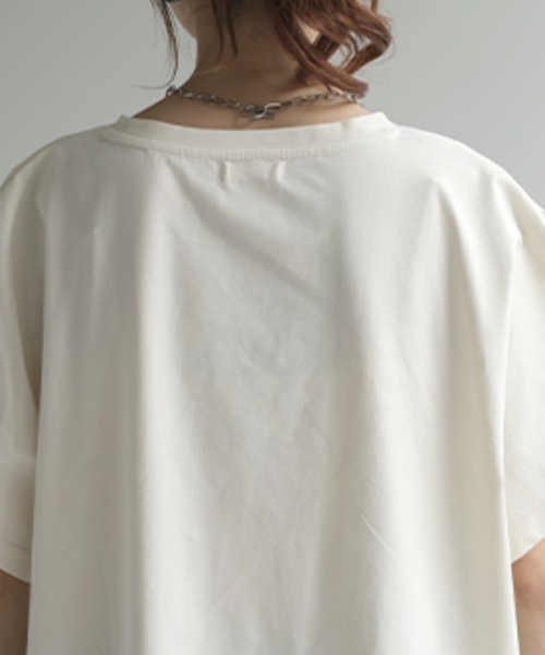 HUG.U（ハグユー）の「ひんやり。接触冷感 Tシャツ（Tシャツ/カットソー・レディース・アイボリー/オレンジ/ブラック/ホワイト/ライトブルー・FREE）」の9枚目の写真