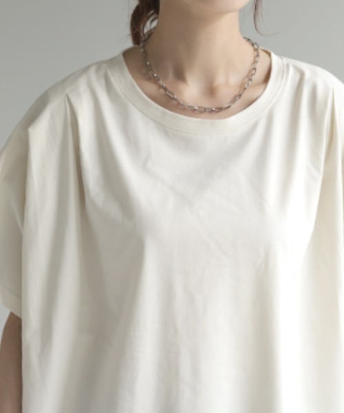 HUG.U（ハグユー）の「ひんやり。接触冷感 Tシャツ（Tシャツ/カットソー・レディース・アイボリー/オレンジ/ブラック/ホワイト/ライトブルー・FREE）」の8枚目の写真