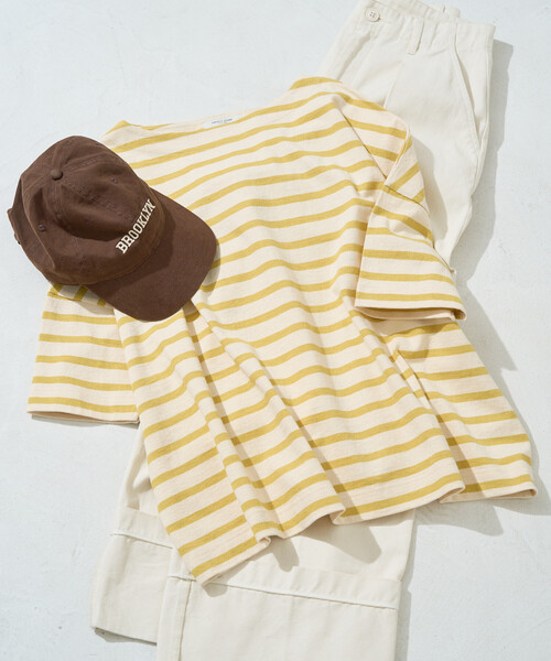 FREAK'S STORE(フリークスストア)の「限定展開 ボートネックバスクボーダー半袖Tシャツ(Tシャツ/カットソー・レディース・ベージュ/ブルー/グリーン/レッド/オフホワイト/その他3/その他1/イエロー/オレンジ/ネイビー・フリ-)」の6枚目の写真