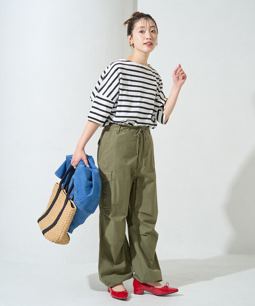 FREAK'S STORE(フリークスストア)の「限定展開 ボートネックバスクボーダー半袖Tシャツ(Tシャツ/カットソー・レディース・ベージュ/ブルー/グリーン/レッド/オフホワイト/その他3/その他1/イエロー/オレンジ/ネイビー・フリ-)」の13枚目の写真