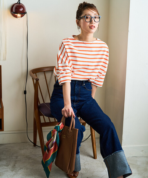 FREAK'S STORE(フリークスストア)の「限定展開 ボートネックバスクボーダー半袖Tシャツ(Tシャツ/カットソー・レディース・ベージュ/ブルー/グリーン/レッド/オフホワイト/その他3/その他1/イエロー/オレンジ/ネイビー・フリ-)」の17枚目の写真