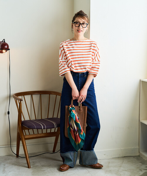 FREAK'S STORE(フリークスストア)の「限定展開 ボートネックバスクボーダー半袖Tシャツ(Tシャツ/カットソー・レディース・ベージュ/ブルー/グリーン/レッド/オフホワイト/その他3/その他1/イエロー/オレンジ/ネイビー・フリ-)」の19枚目の写真