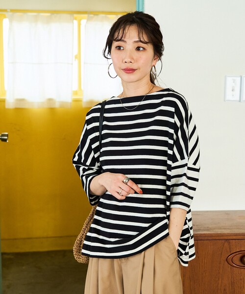 セール】限定展開 ボートネックバスクボーダー半袖Tシャツ（Tシャツ