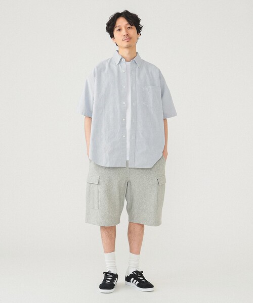 BEAMS（ビームス）の「ワイドフィット 5分袖 ボタンダウンシャツ（シャツ/ブラウス・メンズ・ブルー/その他3/ホワイト/その他・S/XL/L/M）」の9枚目の写真