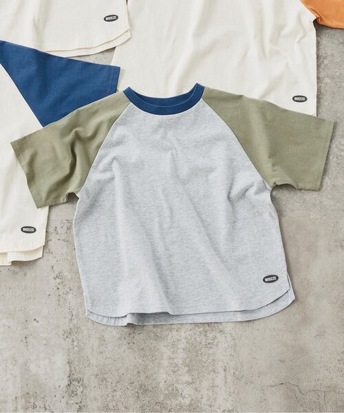 BREEZE（ブリーズ）の「【WEB限定/ジュニア対応】ラグラン半袖Tシャツ（Tシャツ/カットソー・キッズ・その他12/カーキ/サックスブルー/チャコール/ネイビー/オレンジ/その他11/ピンク・90/100/110/120/130/140/150/160）」の3枚目の写真