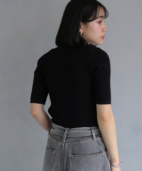 cheriella(シェリエラ)の「【cheriella】 ベーシックサマーニット1(Tシャツ/カットソー・レディース・チャコールグレー/アイボリー/ブラック/ブルーグリーン/ブラウン・M)」の9枚目の写真