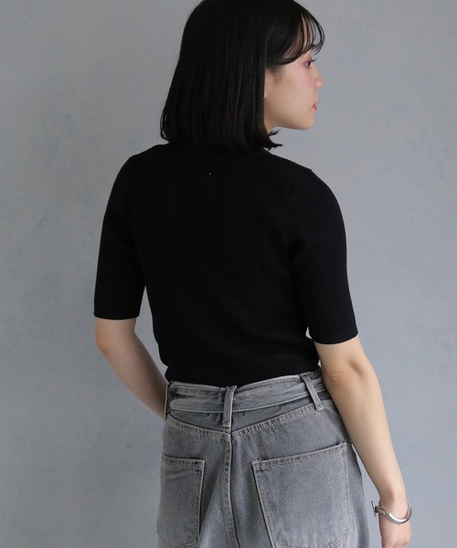cheriella(シェリエラ)の「【cheriella】 ベーシックサマーニット1(Tシャツ/カットソー・レディース・チャコールグレー/アイボリー/ブラック/ブルーグリーン/ブラウン・M)」の10枚目の写真
