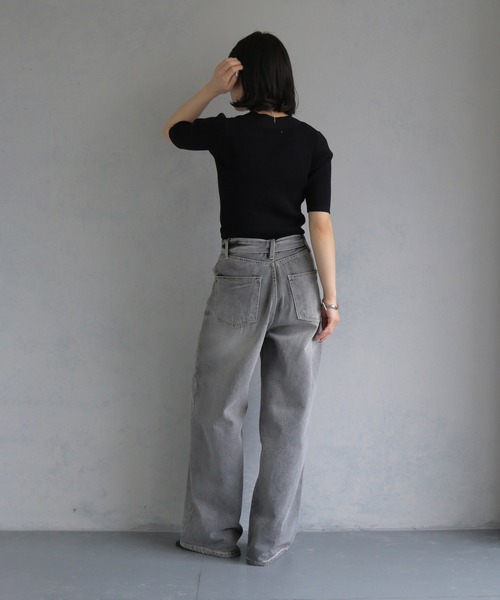 cheriella(シェリエラ)の「【cheriella】 ベーシックサマーニット1(Tシャツ/カットソー・レディース・チャコールグレー/アイボリー/ブラック/ブルーグリーン/ブラウン・M)」の17枚目の写真