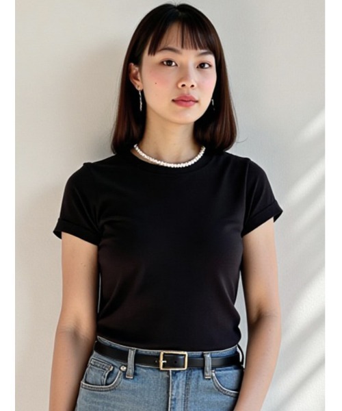 fifth(フィフス)の「シンプルフィットTシャツ(Tシャツ/カットソー・レディース・ホワイト/ブラック/ベージュ・M)」の3枚目の写真