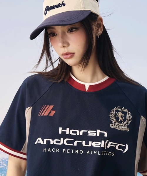 早い者勝ち！短丈ゲームシャツ　メッシュ セール】ロゴサッカーTシャツ ゲームシャツ ユニセックス 配色