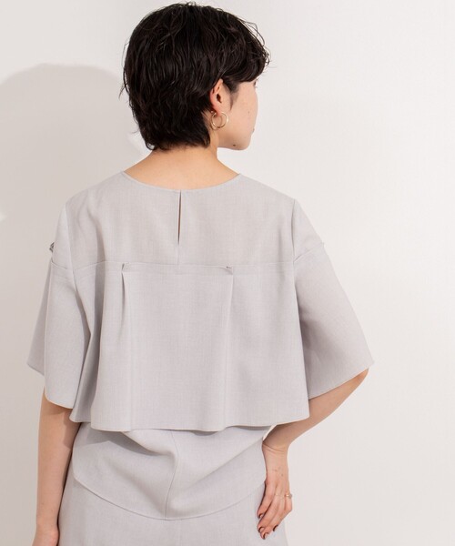 NOLLEY’S（ノーリーズ）の「《セットアップ対応》麻調フレアスリーブブラウス（シャツ/ブラウス・レディース・キナリ/ネイビー/ライトグレー・36/38）」の8枚目の写真