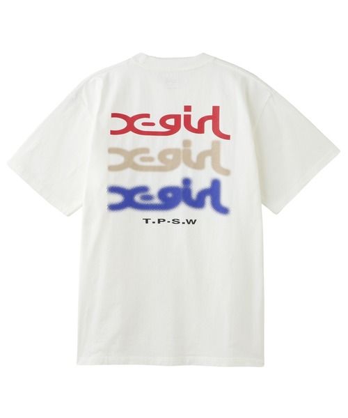 X-girl(エックスガール)の「GLOW LOGO S/S TEE(Tシャツ/カットソー・レディース・チャコールグレー/ライトブルー/ホワイト・S/M/L)」の2枚目の写真