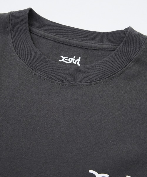X-girl(エックスガール)の「GLOW LOGO S/S TEE(Tシャツ/カットソー・レディース・チャコールグレー/ライトブルー/ホワイト・S/M/L)」の7枚目の写真