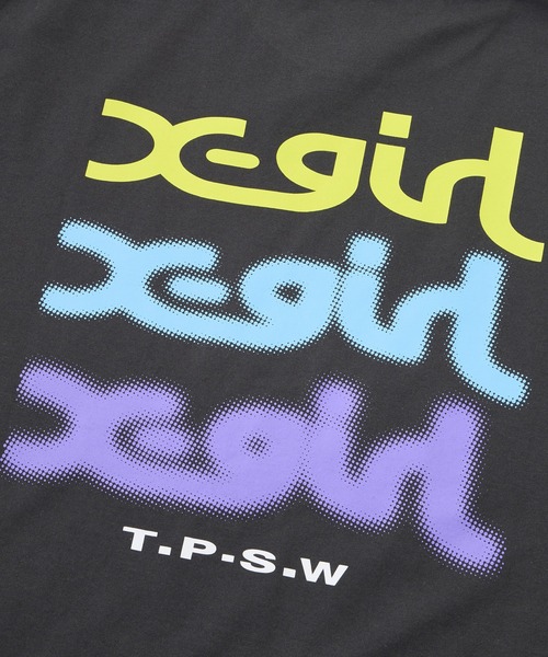 X-girl(エックスガール)の「GLOW LOGO S/S TEE(Tシャツ/カットソー・レディース・チャコールグレー/ライトブルー/ホワイト・S/M/L)」の9枚目の写真