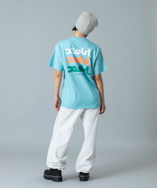 X-girl(エックスガール)の「GLOW LOGO S/S TEE(Tシャツ/カットソー・レディース・チャコールグレー/ライトブルー/ホワイト・S/M/L)」の15枚目の写真