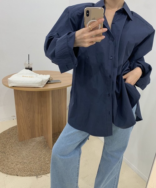 meJane（ミージェーン）の「バックオープンリボン 長袖シャツ（シャツ/ブラウス・レディース・ネイビー/ホワイト・FREE）」の6枚目の写真