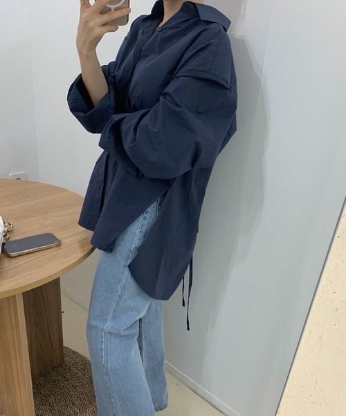 meJane（ミージェーン）の「バックオープンリボン 長袖シャツ（シャツ/ブラウス・レディース・ネイビー/ホワイト・FREE）」の10枚目の写真