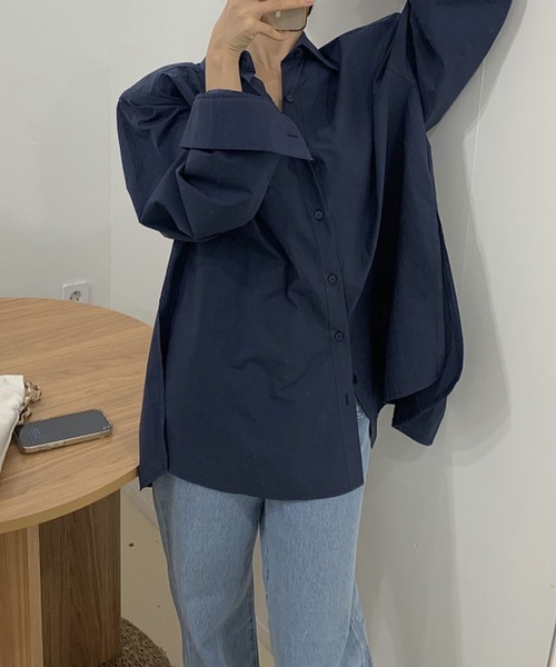 meJane（ミージェーン）の「バックオープンリボン 長袖シャツ（シャツ/ブラウス・レディース・ネイビー/ホワイト・FREE）」の11枚目の写真