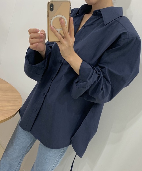 meJane（ミージェーン）の「バックオープンリボン 長袖シャツ（シャツ/ブラウス・レディース・ネイビー/ホワイト・FREE）」の14枚目の写真