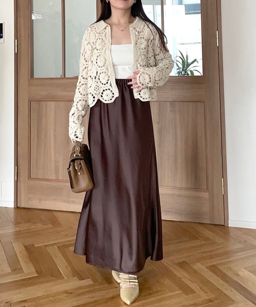 mysty woman（ミスティウーマン）の「クロシェシャツカーデ  493904（カーディガン/ボレロ・レディース・ブラック/アイボリー・FREE）」の13枚目の写真