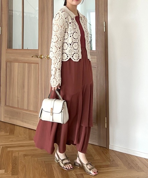 mysty woman（ミスティウーマン）の「クロシェシャツカーデ  493904（カーディガン/ボレロ・レディース・ブラック/アイボリー・FREE）」の19枚目の写真