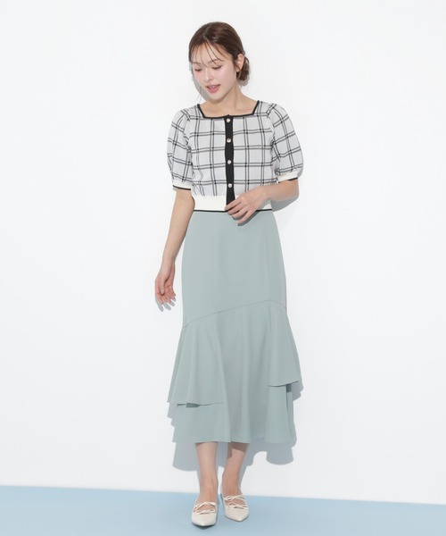 JILL by JILL STUART(ジルバイジルスチュアート)の「◇チェックジャガード 短丈カーデトップス(ニット/セーター・レディース・ブラック/ホワイト/グレー・FREE)」の5枚目の写真