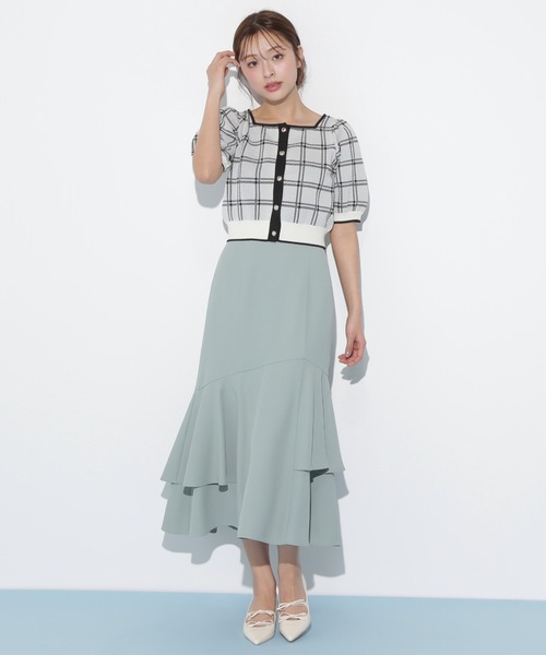 JILL by JILL STUART(ジルバイジルスチュアート)の「◇チェックジャガード 短丈カーデトップス(ニット/セーター・レディース・ブラック/ホワイト/グレー・FREE)」の7枚目の写真