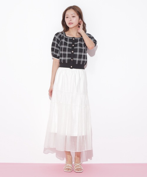 JILL by JILL STUART(ジルバイジルスチュアート)の「◇チェックジャガード 短丈カーデトップス(ニット/セーター・レディース・ブラック/ホワイト/グレー・FREE)」の9枚目の写真
