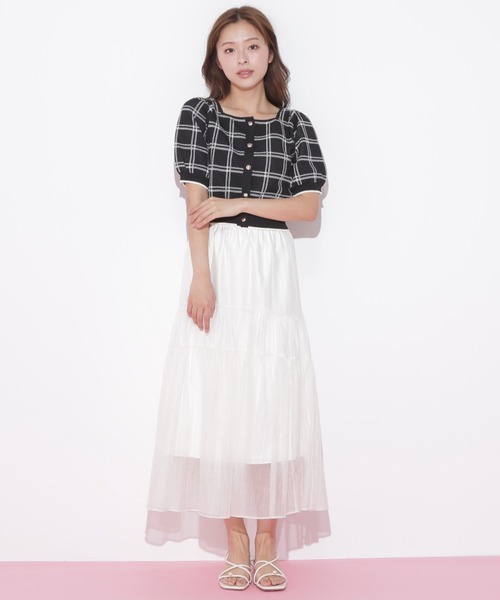 JILL by JILL STUART(ジルバイジルスチュアート)の「◇チェックジャガード 短丈カーデトップス(ニット/セーター・レディース・ブラック/ホワイト/グレー・FREE)」の10枚目の写真