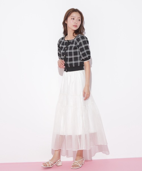 JILL by JILL STUART(ジルバイジルスチュアート)の「◇チェックジャガード 短丈カーデトップス(ニット/セーター・レディース・ブラック/ホワイト/グレー・FREE)」の11枚目の写真