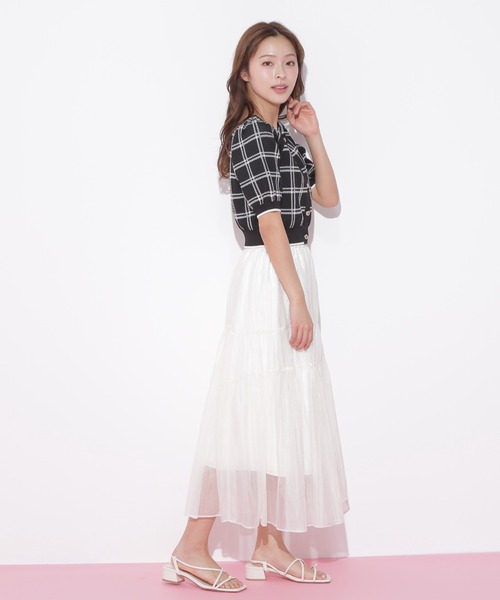 JILL by JILL STUART(ジルバイジルスチュアート)の「◇チェックジャガード 短丈カーデトップス(ニット/セーター・レディース・ブラック/ホワイト/グレー・FREE)」の12枚目の写真