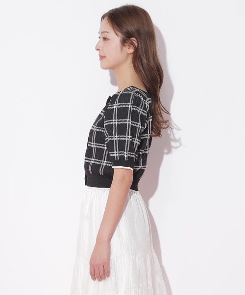 JILL by JILL STUART(ジルバイジルスチュアート)の「◇チェックジャガード 短丈カーデトップス(ニット/セーター・レディース・ブラック/ホワイト/グレー・FREE)」の13枚目の写真