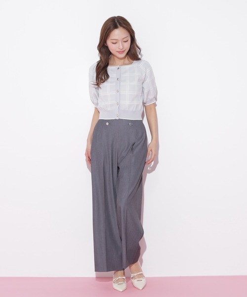 JILL by JILL STUART(ジルバイジルスチュアート)の「◇チェックジャガード 短丈カーデトップス(ニット/セーター・レディース・ブラック/ホワイト/グレー・FREE)」の15枚目の写真