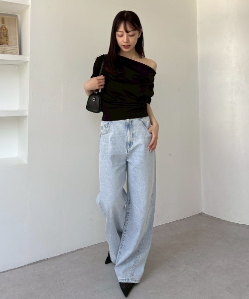 USAGI ONLINE・ZOZO限定】ドレープネックオフショルカットソー