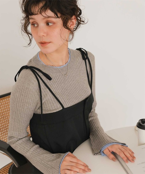 【aimeine】肩リボン付きオールインワン Aimeine 肩リボン付きオールインワン