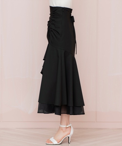 WILLSELECTION（ウィルセレクション）の「シアーヘムギャザーマーメイドスカート（スカート・レディース・ラベンダー/ネイビー/ピンク/ブラック・FREE）」の8枚目の写真