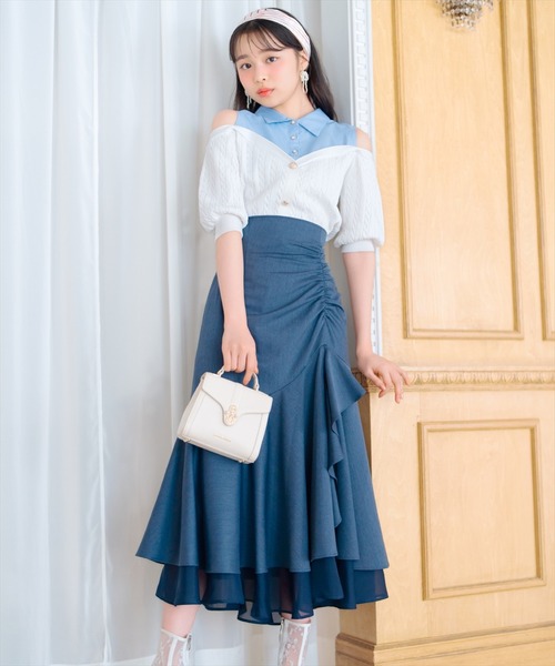 WILLSELECTION（ウィルセレクション）の「シアーヘムギャザーマーメイドスカート（スカート・レディース・ラベンダー/ネイビー/ピンク/ブラック・FREE）」の15枚目の写真