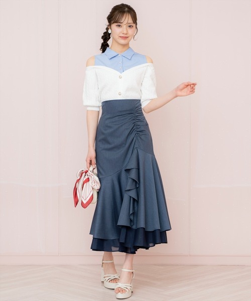 WILLSELECTION（ウィルセレクション）の「シアーヘムギャザーマーメイドスカート（スカート・レディース・ラベンダー/ネイビー/ピンク/ブラック・FREE）」の17枚目の写真