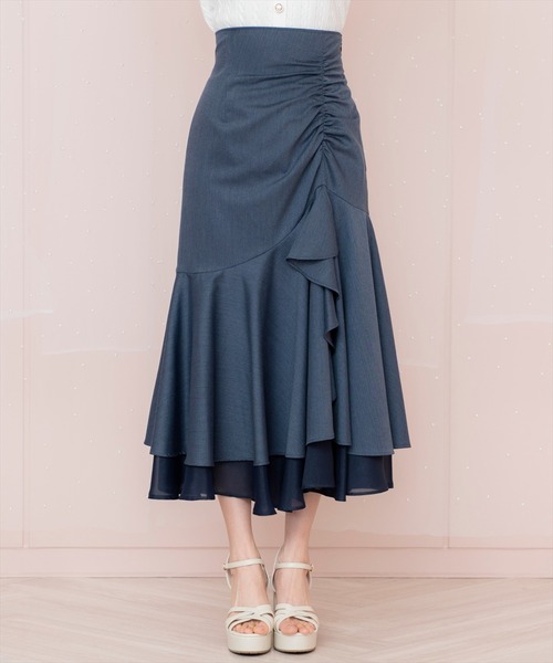 WILLSELECTION（ウィルセレクション）の「シアーヘムギャザーマーメイドスカート（スカート・レディース・ラベンダー/ネイビー/ピンク/ブラック・FREE）」の18枚目の写真