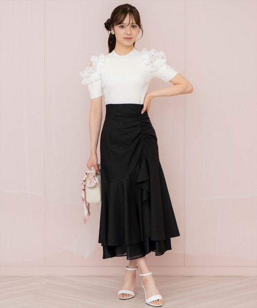 WILLSELECTION（ウィルセレクション）の「シアーヘムギャザーマーメイドスカート（スカート・レディース・ラベンダー/ネイビー/ピンク/ブラック・FREE）」の5枚目の写真