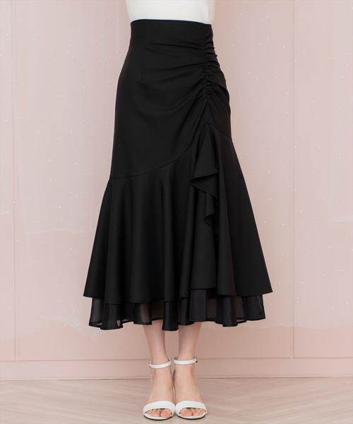 WILLSELECTION（ウィルセレクション）の「シアーヘムギャザーマーメイドスカート（スカート・レディース・ラベンダー/ネイビー/ピンク/ブラック・FREE）」の7枚目の写真