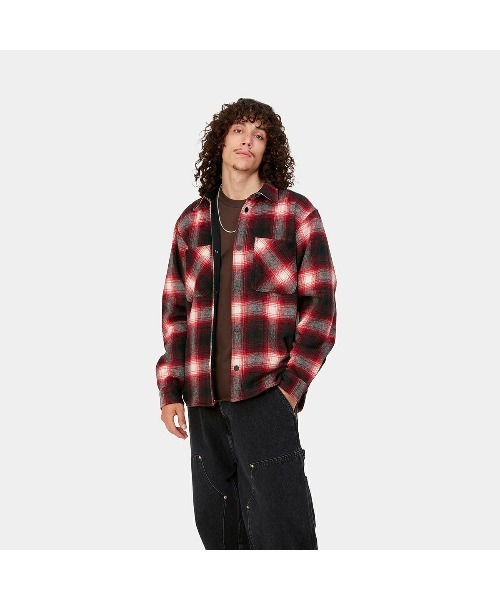 Kinetics(キネティクス)の「Carhartt WIP MOREAU SHIRT JAC (カーハート WIP モロー シャツジャケット)(シャツ/ブラウス・メンズ・ブラック×レッド・SMALL/LARGE)」の1枚目の写真