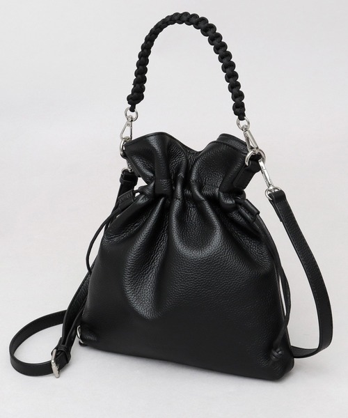 ADAM PATEK（アダムパテック）の「本革 レザー 2WAY 巾着 ハンド ミニショルダーバッグ（ショルダーバッグ・メンズ・ブラック・FREE）」の4枚目の写真