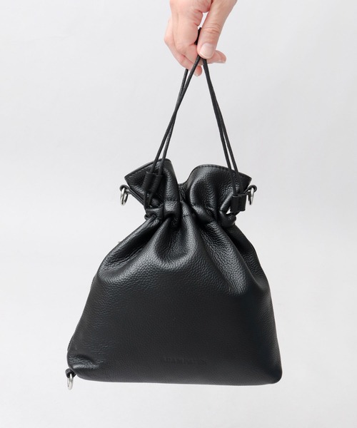 ADAM PATEK（アダムパテック）の「本革 レザー 2WAY 巾着 ハンド ミニショルダーバッグ（ショルダーバッグ・メンズ・ブラック・FREE）」の10枚目の写真