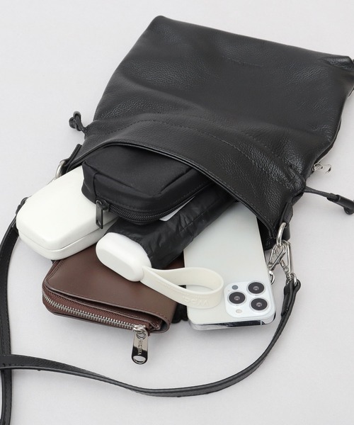 ADAM PATEK（アダムパテック）の「本革 レザー 2WAY 巾着 ハンド ミニショルダーバッグ（ショルダーバッグ・メンズ・ブラック・FREE）」の12枚目の写真