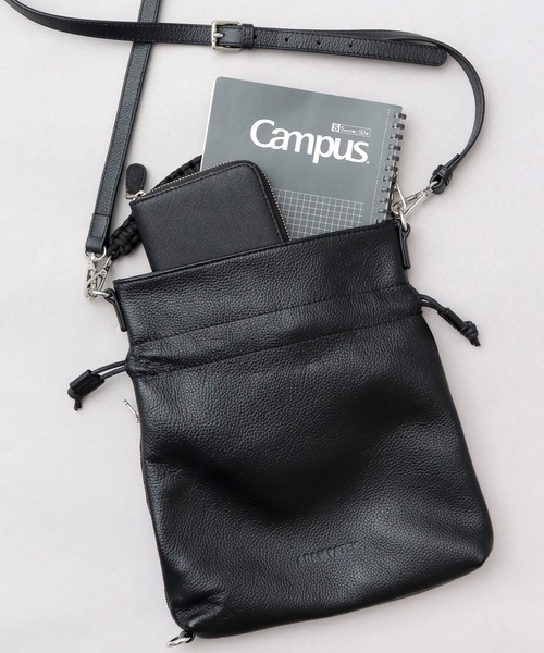 ADAM PATEK（アダムパテック）の「本革 レザー 2WAY 巾着 ハンド ミニショルダーバッグ（ショルダーバッグ・メンズ・ブラック・FREE）」の13枚目の写真