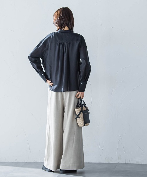 LAUTREAMONT(ロートレアモン)の「シアードロストシャツ≪洗濯機で洗える≫(シャツ/ブラウス・レディース・ホワイト/ライトブルー/ブラック/パープル/グリーン・9号)」の16枚目の写真