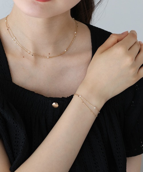 BLUEEAST（ブルーイースト）の「２連ステーションブレス / ニッケルフリー（ブレスレット・レディース・シルバー/ゴールド・FREE）」の2枚目の写真