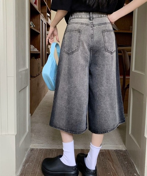 CANVAS+(キャンバスプラス)の「【CANVAS+】ダメージルーズストリートハーフパンツ(デニムパンツ・レディース・ブラック・LL/L/M/S)」の9枚目の写真